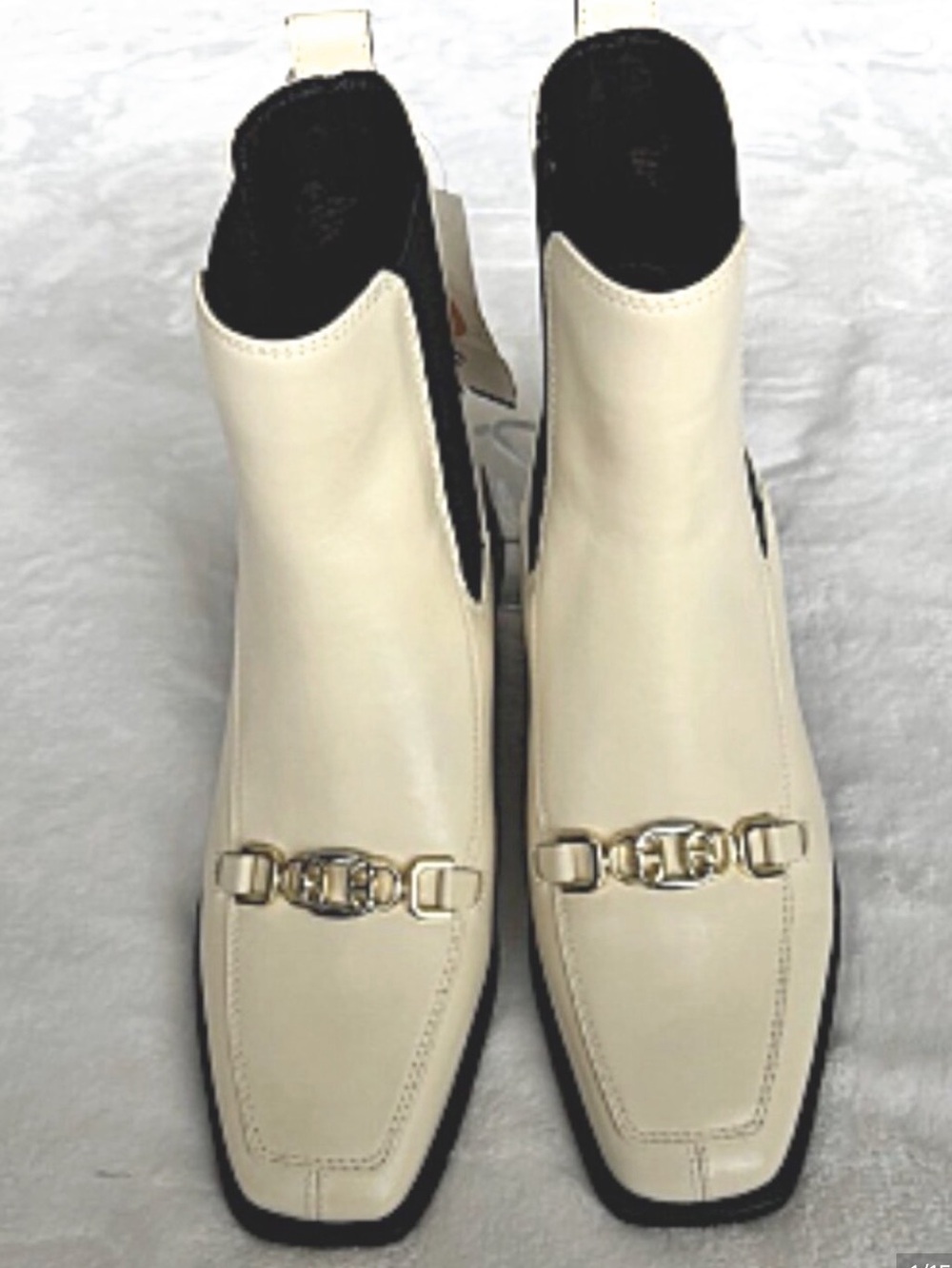 SAM EDELMAN Torance Chelsea Square Toe Ankle Ivory Leather Bootie--NEW--7